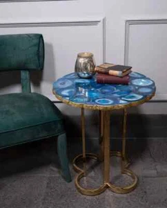 Blue Agate Console End Top, Sofa Corner Living Room Furniture For Decor - Picture 1 of 4