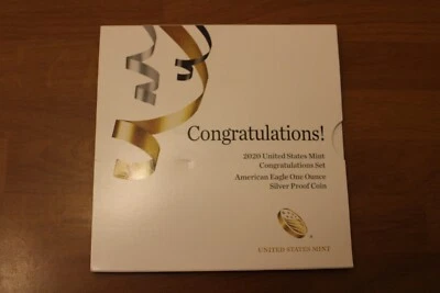 Juego de felicitaciones de la Casa de la Moneda de Estados Unidos 2020 - Moneda de plata American Eagle de 1 OZ - Como nueva Foto 1 de 4