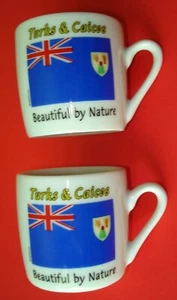 Turks & Caicos Islands Beautiful by Nature Two Demi-Tasse Espresso Coffee Cups - Picture 1 of 5