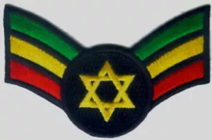 RASTA Star in (GYR) V Embroidered Patches 3.9"x2.5" iron-on - Picture 1 of 1