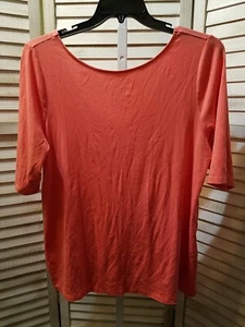 Old Navy Womens Blouse Size XXL Tall Coral Pink Round Back Stretch Short Sleeves - Picture 1 of 11