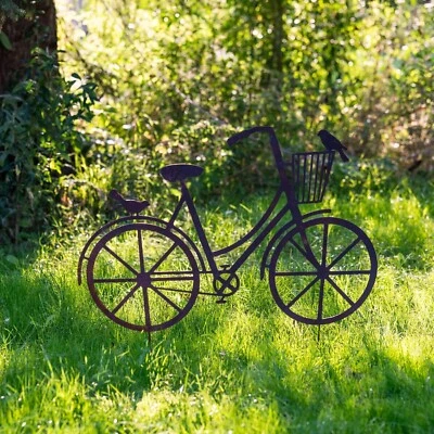 Fahrrad Edelrost Metal Gross Gartendeko Rad Bike Gartenstecker Breite 80 cm Rost - Bild 1 von 4