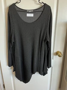Bryn Walker Long Black & White Top Pin Striped Artsy Pullover L XL - Picture 1 of 7