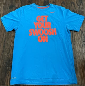 NIKE Men's Cotton-Polyester Dri-Fit Blue Get Your Swoosh On Logo Size Large - Picture 1 of 4