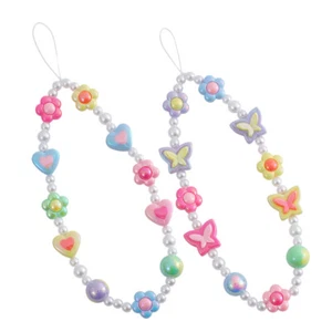 2 Pcs Mobile Phone Pendant Beaded Chain Girl Student Cute Strap Charm - Zdjęcie 1 z 12