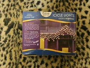 Holiday Time 300 CLEAR Icicle Lights WHITE WIRE Christmas (BRAND NEW) - Picture 1 of 4