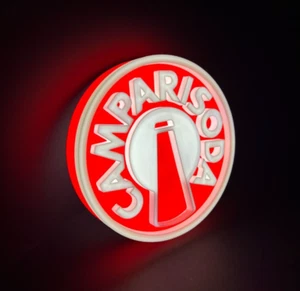 Insegna targa luminosa Campari Soda Camparisoda lighted sign 20cm diametro led - Afbeelding 1 van 12