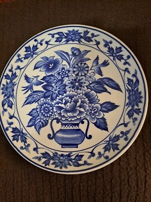 Assiette Delft Vase et Fleurs Bleu  Diam 19 Cm - Photo 1/3