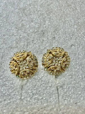 Nadri Pave CZ Golden Etruscan Stud Earrings  - Image 1 of 4