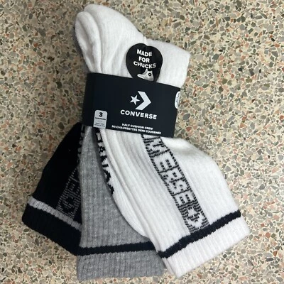 Converse Men's Half Cushion Crew Socks 3-Pack Size 6-12 - Image 1 of 4