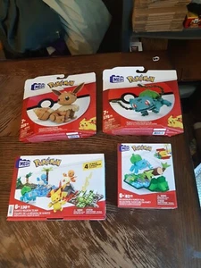 NEW, Pokemon Bulbasaur, Eevee, And 1 Kanto Team Set Of 4 Mega Blocks - Picture 1 of 5