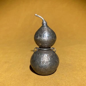 Pure hand-cut hand-beat "more than years" sterling silver gourd snuff bottle - Picture 1 of 9