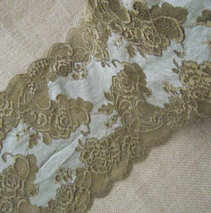 6.5" Wide Stretch Floral Lace Olive Lingerie, Gloves, Bow, Bonnets y0344 - Picture 1 of 3