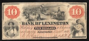 ⭐⭐ 1861 $10 BANCA DI LEXINGTON NC OBOSLETA BANCONOTA CAROLINA DEL NORD GUERRA CIVILE 652 - Foto 1 di 2