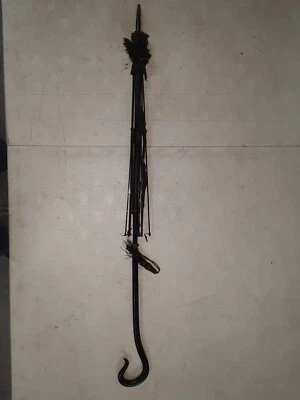Vintage Parasol Wood Handle Hooked  wood shaft to be restored carving on handle - Image 1 of 4