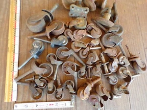 Lot of Vintage Antique Wheels Casters Furniture Table Dresser Steel / Cast Iron - Picture 1 of 9