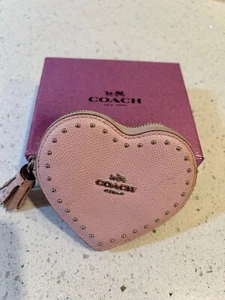 COACH Studded Pink Heart Shape Coin Purse Wallet - Pre-Owned w/Original Box - Picture 1 of 6