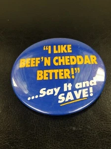 1988 Pinback Arby's "I Like Beef N' Cheddar Better!" Vintage PIn RARE - Picture 1 of 3