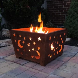 Fancy Flames Star and Moon Fire Basket - Picture 1 of 1