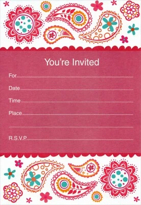 Set of 20 Red Paisley Pattern Invitation Cards + Envelopes by American Greetings Foto 1 de 4