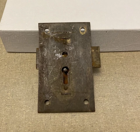 ANTIQUE BRASS CABINET FURNITURE DESK DRAWER MORTISE LOCK PATENTED JAN 1 1867 Cover