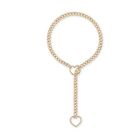 Ring Lariat Heart Necklace Stainless Steel Cuban Long Chain  For Women Men