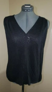 AMADi Anthropologie Womens Gina Drape Shirt Grey V Neck Tank Open Sides Linen XS - Picture 1 of 9