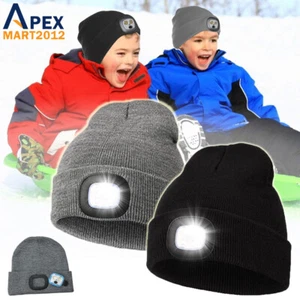 Cappello Berretto Bambini LED con Luci Ragazzi Ragazze USB Ricaricabile Unisex Faro Cappellino - Foto 1 di 15