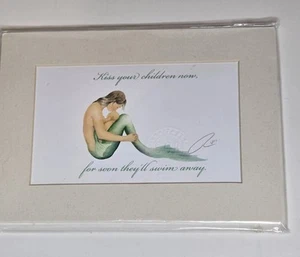 Robert Kline Mermaid Ursala Sea Maiden #22 Baby Signed Matted 5”x 7” Watercolor - Picture 1 of 6