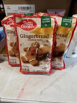Betty Crocker (3 paquetes) mezcla de galletas de pan de jengibre edición limitada 17,5 OZ Exp 8/26 Foto 1 de 3