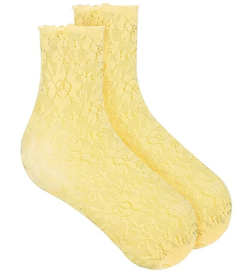 Lote de 2 Calcetines CASA CLARA LUCY Amarillo Mantequilla Floral Encaje NUEVO Foto 1 de 4