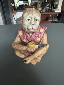 Antique Victorian Minton Style Majolica Figure Of Monkey With Pipe - Picture 1 of 18