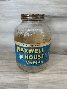 VINTAGE MAXWELL HOUSE GLASS COFFEE JAR GEORGE BURNS AND GRACIE ALLEN - Picture 1 of 8