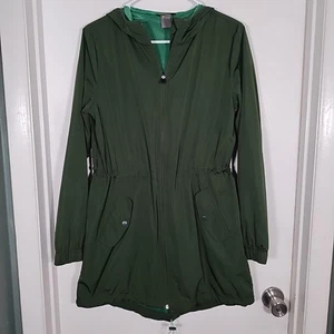 Old Navy Active Damen S belüfteter Windbreaker mit Kapuze grün durchgehender Reißverschluss Cinched Waist - Bild 1 von 16