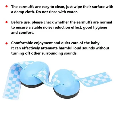 Orejeras de bebé diadema elástica aislamiento acústico azul para bebés escuchar Foto 1 de 4