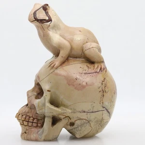 Pink Picture Jade , Carved Lifelike Frog Skull,realistic,crystal Healing K720 - Picture 1 of 7