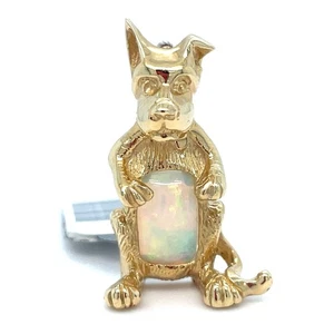 14k Gelbgold Hund Opal Anhänger 5,70g  - Bild 1 von 5