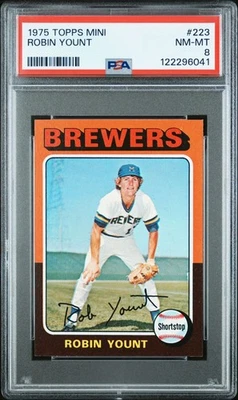 1975 Topps MINI PSA 8 Robin Yount ROOKIE Milwaukee Brewers 223 NRMT-MT GABCards - Image 1 of 3