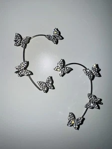 Butterfly Silver Gold Plated Earring Cuffs- Costume Jewelry - Picture 1 of 6