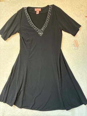 Vestido para mujer Bandolino estrás negro manga corta elástico talla grande 16 Foto 1 de 4