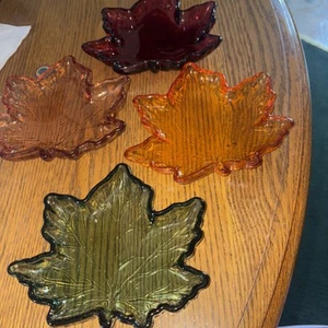 Herbstblatt Bonboniere - farbiges Pressglas - Herbst - 4,5 - 4er Set - Bild 1 von 6