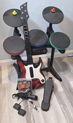 PS3 Guitar Hero Warriors Of Rock Bundle Mic Drum set Kit Dongles Guitar Pedal  - Image 1 of 4