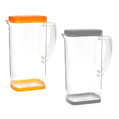 Plastic Serving Pitcher Fridge Jug with Lid Water Juice Drinks Picnic Kitchen 2L - Image 1 of 3