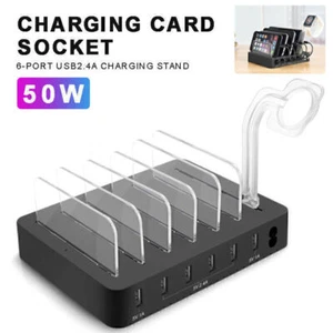 USB Handy Ladestation 6 Ports Multi Dockingstation für Smartphone iPhone iPad - Bild 1 von 2