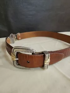 Brighton Museum Collection Belt Womens Medium Brown Leather Coins Vintage Pics - Picture 1 of 23