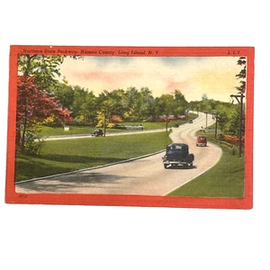 Vintage Leinen Postkarte Northern State Parkway Nassau County Long Island NY - Bild 1 von 2