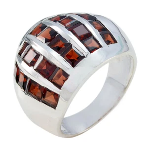 Garnet Sterling Silver Ring Manmade Jewelry For Children's Day Gift US - Picture 1 of 5