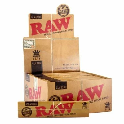 RAW Classic King Size SLIM Rolling Papers – 50 Booklets Sealed Box Free Delivery