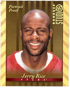 1997 Donruss Studio 8x10 #18 Jerry Rice Gold Portrait Proof #0334/1000 - Bild 1 von 1