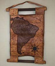Unique handmade leather map Brazil/ Peru